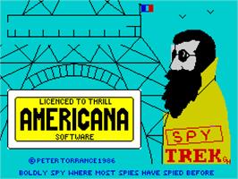 Title screen of Spy-Trek Adventure on the Sinclair ZX Spectrum.