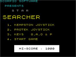 Title screen of Star Searcher on the Sinclair ZX Spectrum.