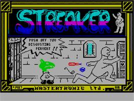 Title screen of Streaker on the Sinclair ZX Spectrum.