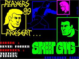 Title screen of Street Gang on the Sinclair ZX Spectrum.