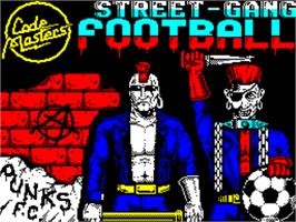 Title screen of Street Gang Football on the Sinclair ZX Spectrum.