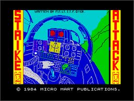 Title screen of Strike Attack 2 on the Sinclair ZX Spectrum.