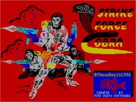 Title screen of Strike Force Cobra on the Sinclair ZX Spectrum.