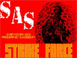 Title screen of Strike Force S.A.S. on the Sinclair ZX Spectrum.
