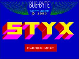 Title screen of Styx on the Sinclair ZX Spectrum.