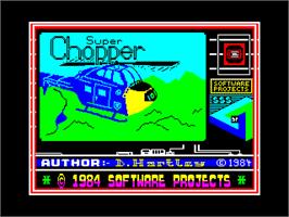 Title screen of Super Chopper on the Sinclair ZX Spectrum.