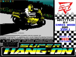 Title screen of Super Hang-on on the Sinclair ZX Spectrum.