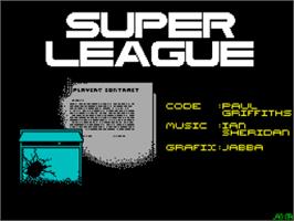 Title screen of Super League on the Sinclair ZX Spectrum.
