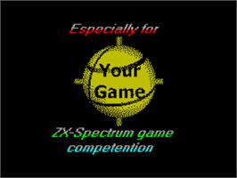 Title screen of Super Mario Bros. on the Sinclair ZX Spectrum.