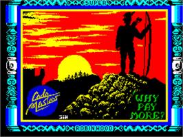 Title screen of Super Robin Hood on the Sinclair ZX Spectrum.