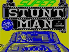 Title screen of Super Stunt Man on the Sinclair ZX Spectrum.