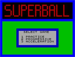 Title screen of Superball on the Sinclair ZX Spectrum.