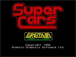 Title screen of Supercars on the Sinclair ZX Spectrum.