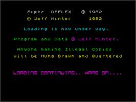 Title screen of Superdeflex on the Sinclair ZX Spectrum.