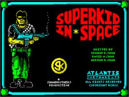 Title screen of Superkid In Space on the Sinclair ZX Spectrum.