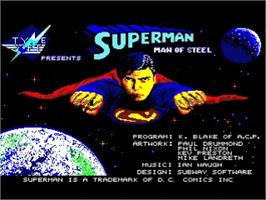 Title screen of Superman - The Man Of Steel on the Sinclair ZX Spectrum.