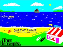 Title screen of Surf Champ on the Sinclair ZX Spectrum.