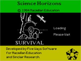 Title screen of Survival on the Sinclair ZX Spectrum.