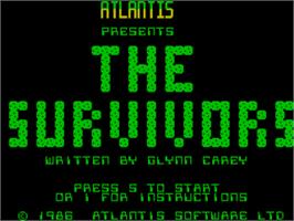 Title screen of Survivors on the Sinclair ZX Spectrum.