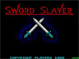 Title screen of Sword Slayer on the Sinclair ZX Spectrum.