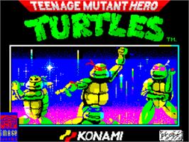 Title screen of Teenage Mutant Hero Turtles on the Sinclair ZX Spectrum.