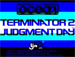 Title screen of Terminator 2 - Judgment Day on the Sinclair ZX Spectrum.