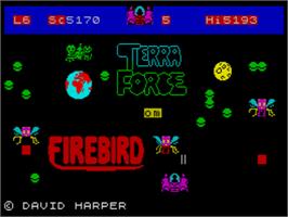 Title screen of Terra Force on the Sinclair ZX Spectrum.