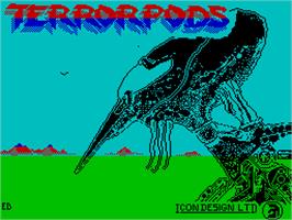 Title screen of Terrorpods on the Sinclair ZX Spectrum.