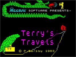 Title screen of Terry's Travels on the Sinclair ZX Spectrum.