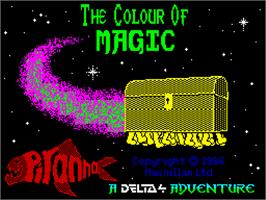 Title screen of The Colour of Magic on the Sinclair ZX Spectrum.