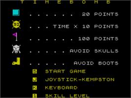Title screen of Time For Action on the Sinclair ZX Spectrum.