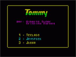 Title screen of Tommy on the Sinclair ZX Spectrum.