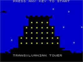 Title screen of Transylvanian Tower on the Sinclair ZX Spectrum.