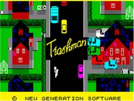 Title screen of Trashman on the Sinclair ZX Spectrum.