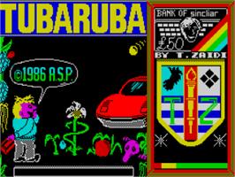 Title screen of Tubaruba on the Sinclair ZX Spectrum.