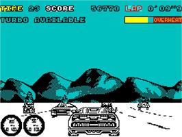 Title screen of Turbo Out Run on the Sinclair ZX Spectrum.