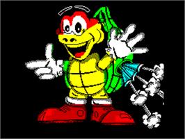 Title screen of Turbo The Tortoise on the Sinclair ZX Spectrum.