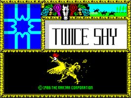 Title screen of Twice Shy on the Sinclair ZX Spectrum.