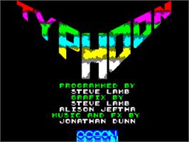 Title screen of Typhoon on the Sinclair ZX Spectrum.