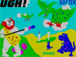 Title screen of Ugh! on the Sinclair ZX Spectrum.