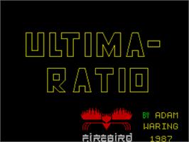 Title screen of Ultima Ratio on the Sinclair ZX Spectrum.