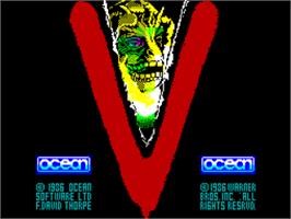 Title screen of V - The Game on the Sinclair ZX Spectrum.