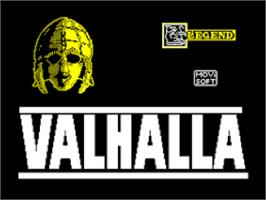 Title screen of Valhalla on the Sinclair ZX Spectrum.