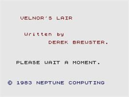 Title screen of Velnor's Lair on the Sinclair ZX Spectrum.