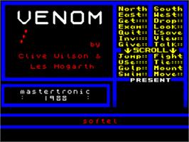 Title screen of Venom on the Sinclair ZX Spectrum.