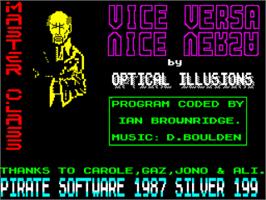 Title screen of Vice Versa on the Sinclair ZX Spectrum.