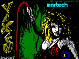 Title screen of Vixen on the Sinclair ZX Spectrum.