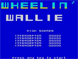 Title screen of Wheelin Wallie on the Sinclair ZX Spectrum.