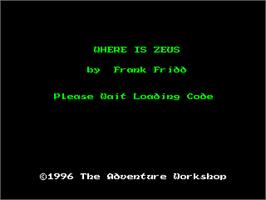 Title screen of Where Is Zeus on the Sinclair ZX Spectrum.