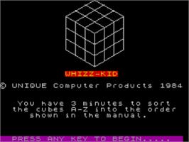 Title screen of Whizz Kid on the Sinclair ZX Spectrum.